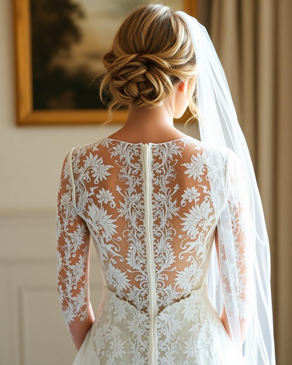 Bridal lace gown back detail