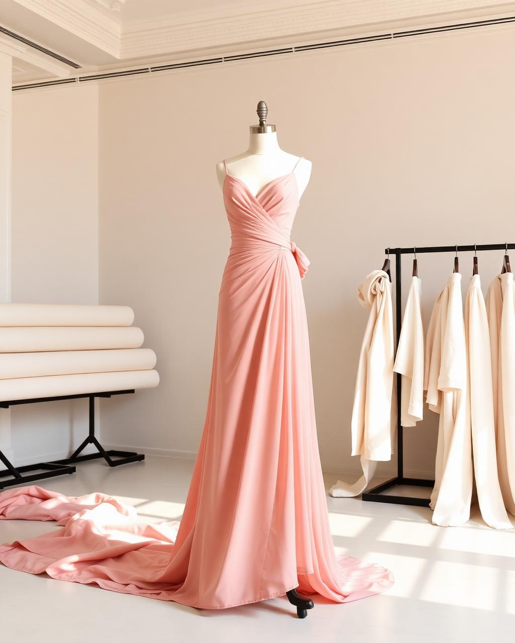 Couture atelier with blush gown